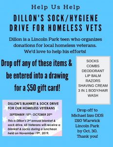 Helping out local drives to collect items for homeless veterans is just a small way that allows us to give back. 